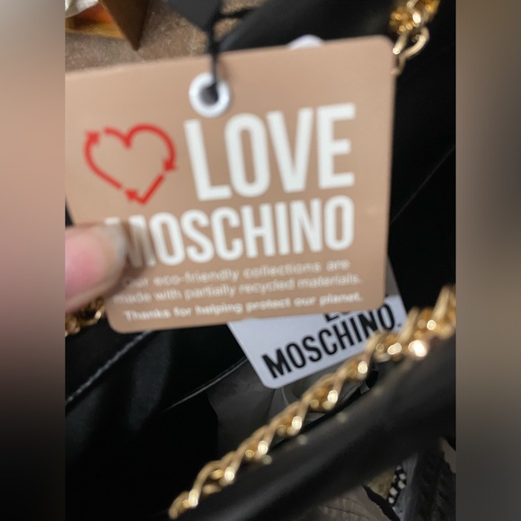 🖤Gorgeous NWT Love Moschino Black PU Black & Gold Bag - Picture 9 of 13